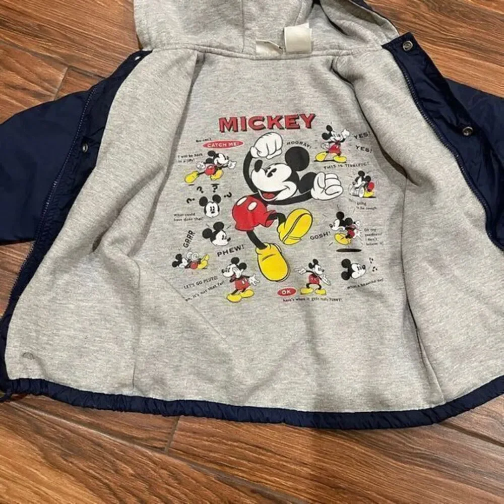 Mickey Mouse Yth Small DISNEY Cartoon Sweatshirt Lined Nylon Hoodie‎ Jacket FLAW
